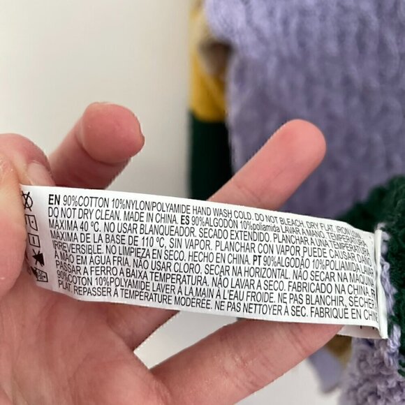 FOREVER 21 Colorblock Cardigan Sweater Lilac Lavender Green Multi Button Long M - Picture 10 of 13